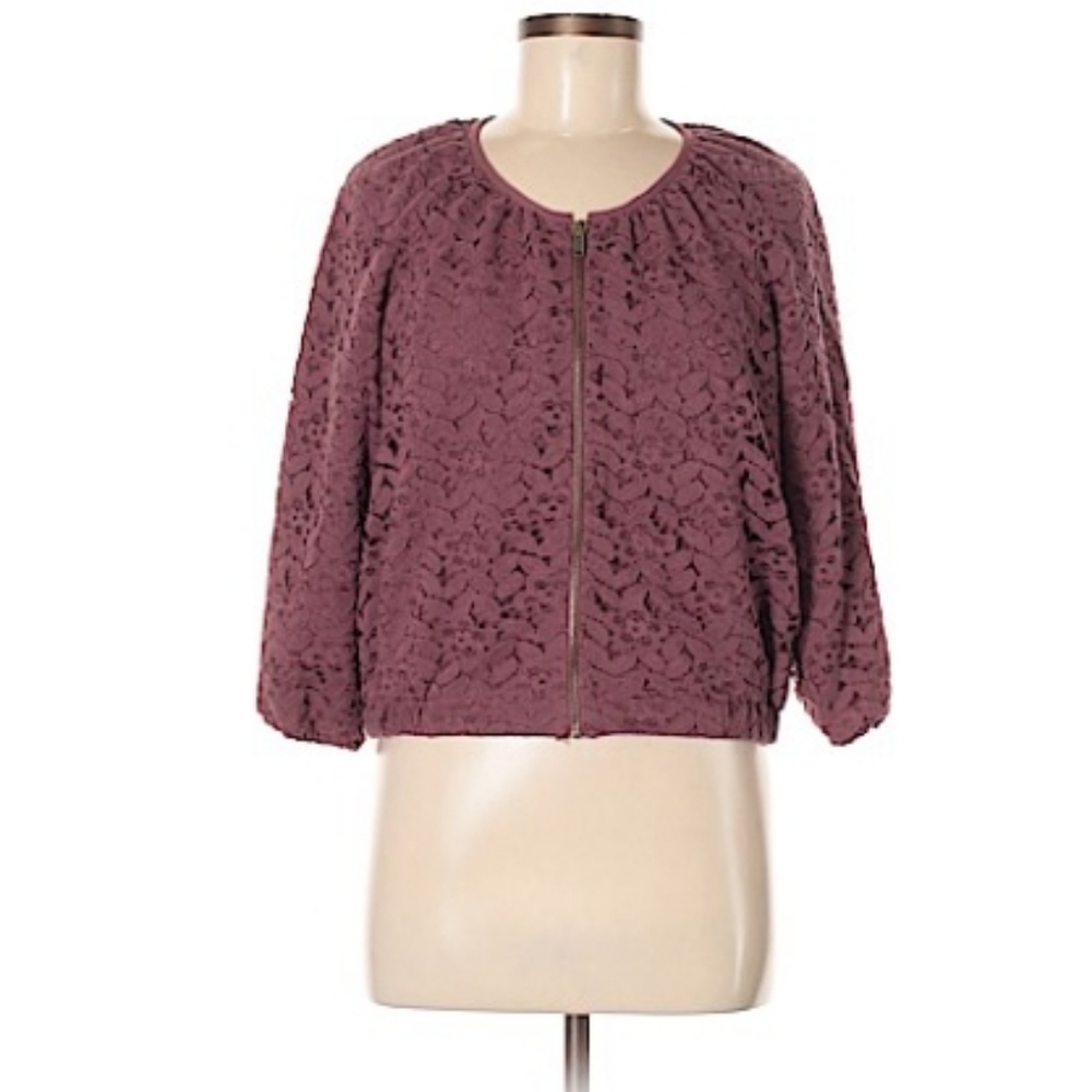 Pins And Needles Cotton Blend Lace Semi-crop Lined Jacket